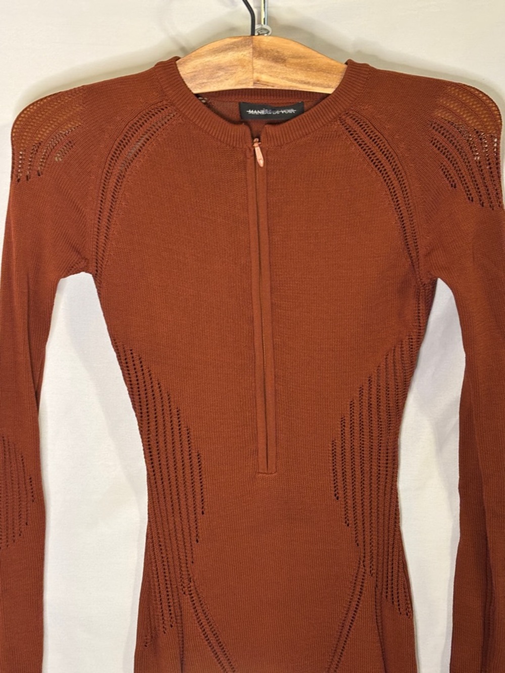 Seamless Zip-Front Ribbed Jumpsuit - Rust - Picture 3 of 7
